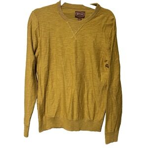 Ale by Alesbury Yellow Mustard Long Sleeve Crew Sweater Cotton Size Small NWT